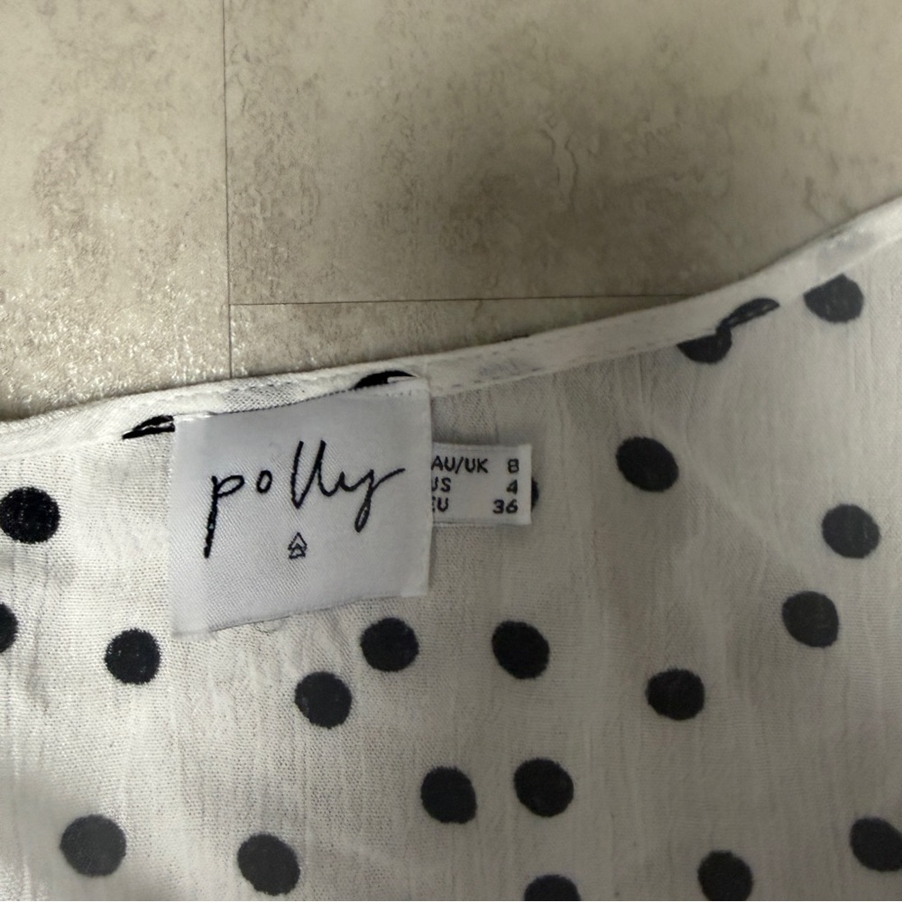 Princess Polly top Polka Dot Tie-Front Crop Top - White/Black - Picture 6 of 9